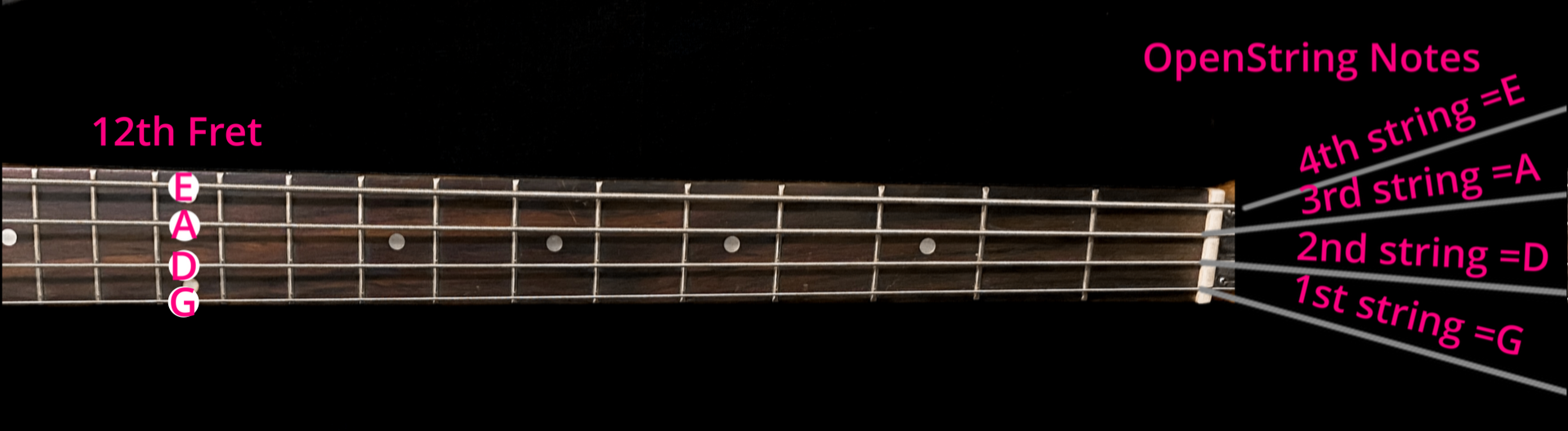 Bass 12th fret E note diagram