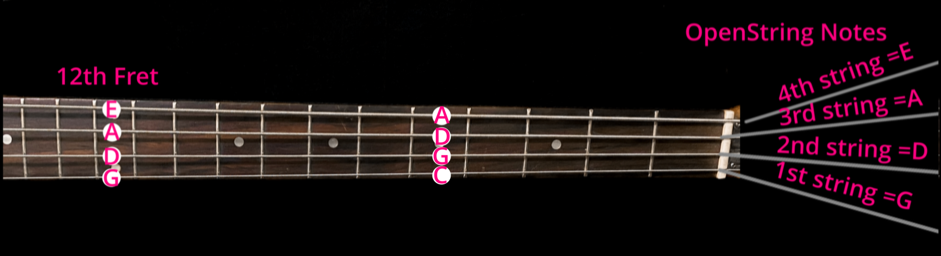 Bass 5th fret tuning diagram